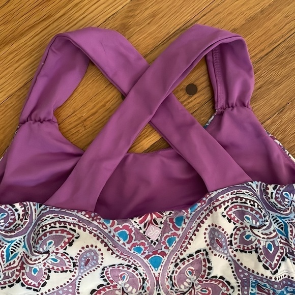 Prana Women S Purple Wide Strap Paisley Yoga Top Shirt Sleeveless Made in USA - Picture 4 of 5